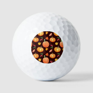 Watercolor Autumn Pumpkin Floral Pattern Golf Balls