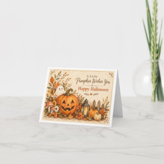 Watercolor Autumn Pumpkin Halloween Greeting Card