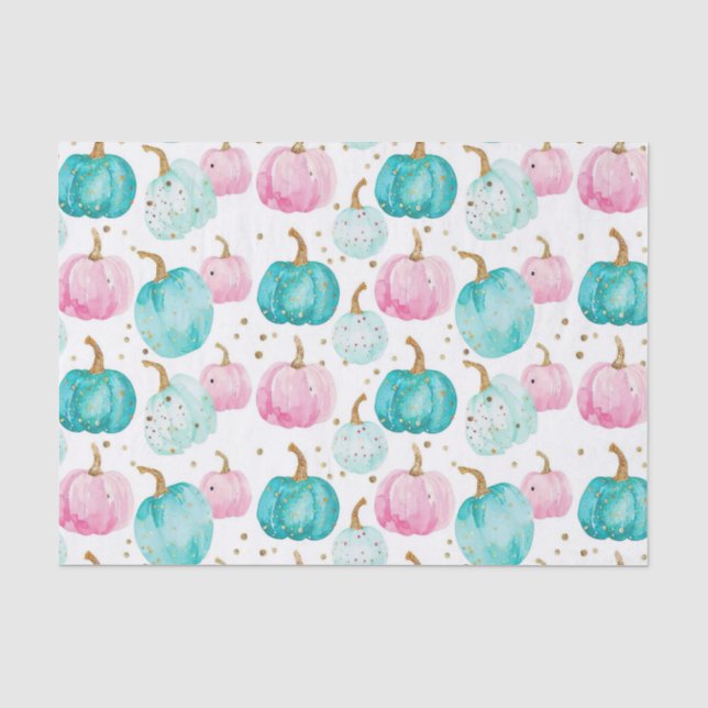 Watercolor Autumn Pumpkin Pattern Fall Decoupage Tissue Paper (Front)