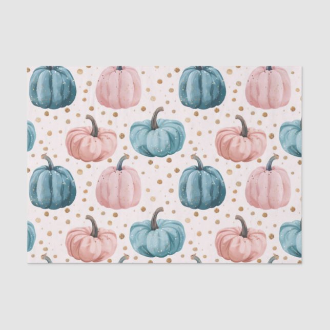 Watercolor Autumn Pumpkin Pattern Fall Decoupage Tissue Paper (Front)