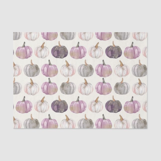 Watercolor Autumn Pumpkin Pattern Fall Decoupage Tissue Paper (Front)