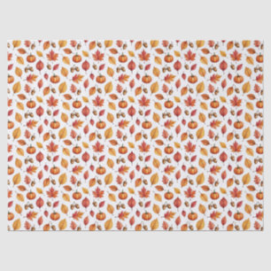 Watercolor Autumn Pumpkins and Fall Leaves Tissue Paper