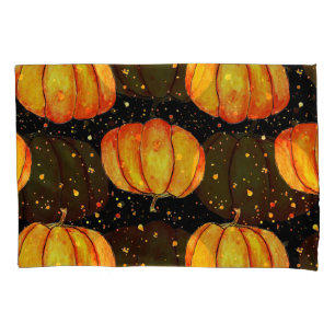 Watercolor autumn pumpkins, Halloween print Pillowcase