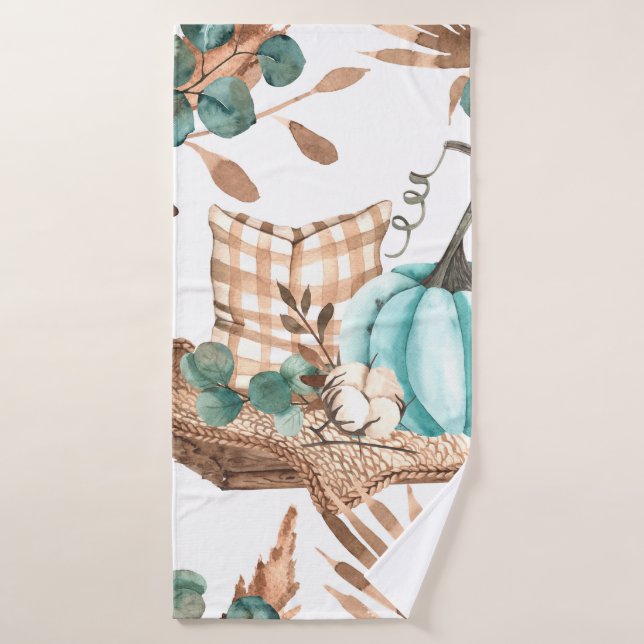 Watercolor autumn seamless pattern with coloured p bath towel (Bath Towel)
