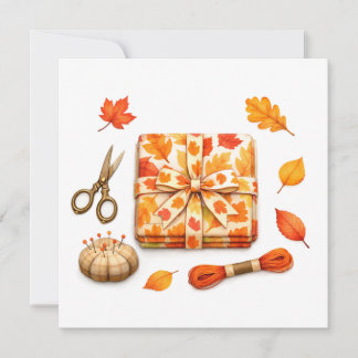 Watercolor Autumn Sewing Fabric and Accessories  Card