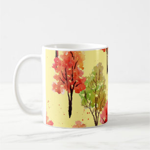 Watercolor Autumn Trees: Seamless Illustration Coffee Mug