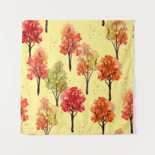 Watercolor Autumn Trees: Seamless Illustration Tapestry