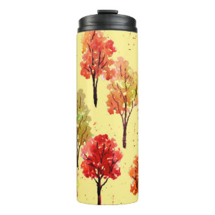 Watercolor Autumn Trees: Seamless Illustration Thermal Tumbler