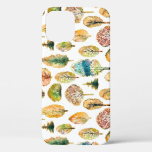 Watercolor autumn trees, seamless pattern. iPhone 12 case