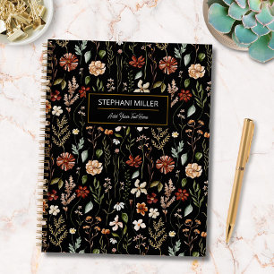 Watercolor Autumn Wildflower Garden Floral Pattern Notebook