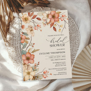 Watercolor autumn wildflowers bridal shower invitation