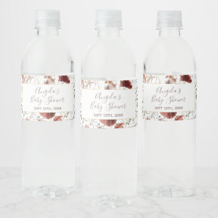 Watercolor Autumn Wildflowers Water Bottle Label
