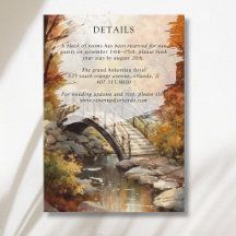 Watercolor Autumn Woodland Bridge Wedding Details