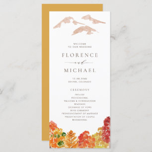 Watercolor Autumn Woodlands Fall Wedding Program