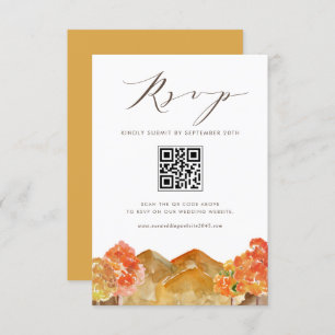 Watercolor Autumn Woodlands Wedding QR Code RSVP
