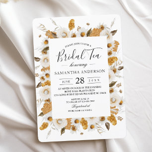 Watercolor Autumn Yellow & White Floral Frame Invitation