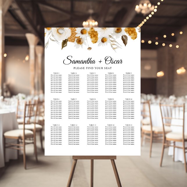 Watercolor Autumn Yellow & White Floral Frame Poster (Creator Uploaded)