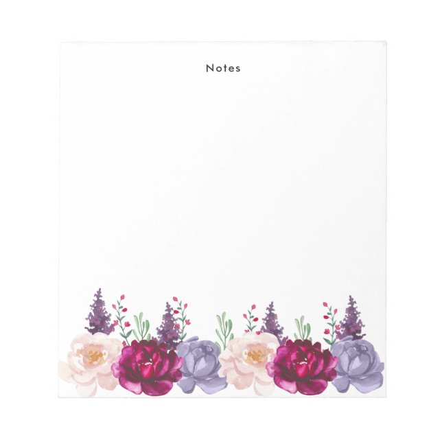 Watercolor Autums Blooms Fall Custom Notepad (Front)