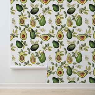 Watercolor Avocado Botanical Pattern Wallpaper