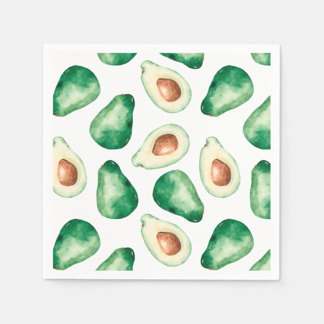 Watercolor Avocado Pattern Birthday Party Napkin (Front)