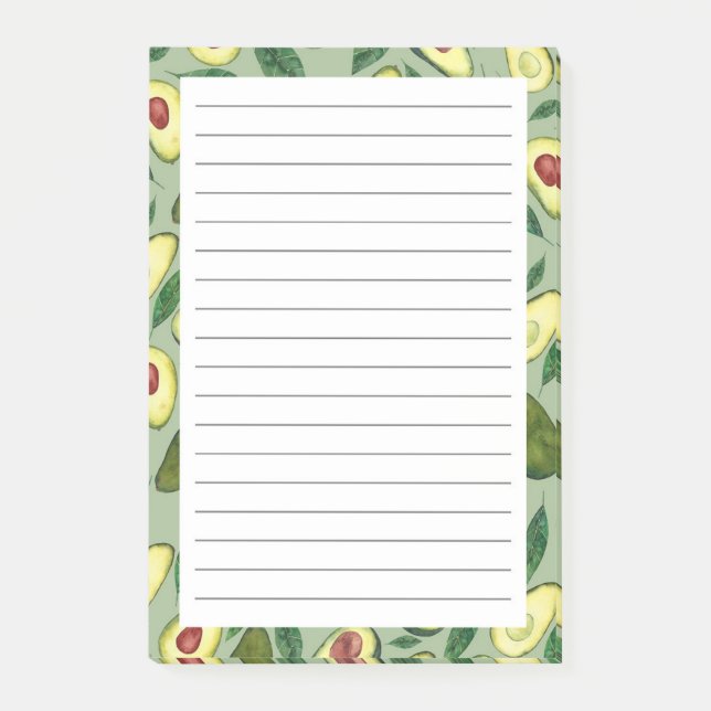 Watercolor Avocado Pattern  Post-it Notes (Front)