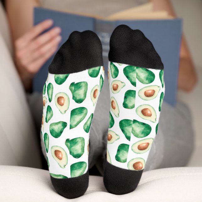 Watercolor Avocado Pattern Socks (Bottom)