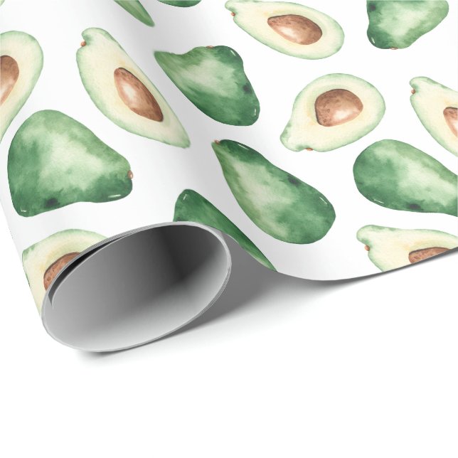 Watercolor Avocado Pattern Wrapping Paper (Roll Corner)