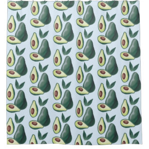 watercolor avocados shower curtain