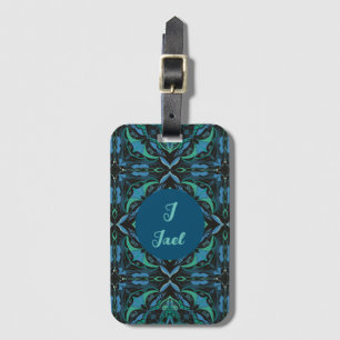 Watercolor Azulejo Black Spanish Personalised Luggage Tag