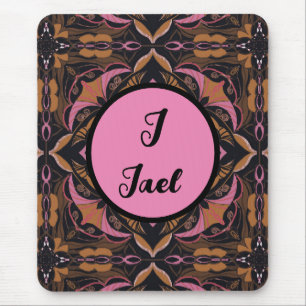 Watercolor Azulejo Black Spanish Personalised Mouse Pad
