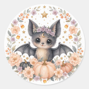 Watercolor Baby Bat Party  Classic Round Sticker
