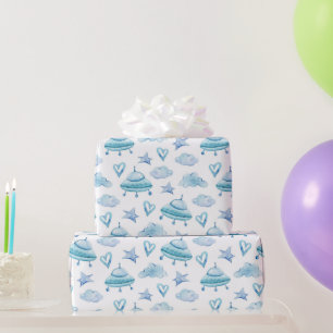 Watercolor Baby Boy Pattern Babyshower  Wrapping Paper