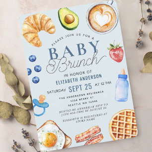 Watercolor Baby Brunch Boy Baby Shower Invitation