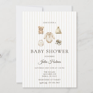 Watercolor Baby Clothes   Fall Baby Shower  Invitation