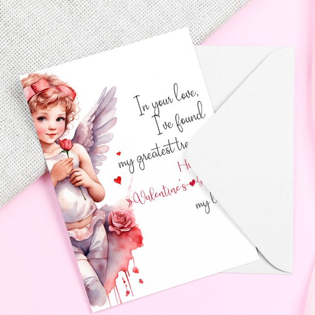 Watercolor baby Cupid Happy Valentines Day  Holiday Card (Creator Uploaded)