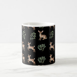 Watercolor Baby Deer and Leaves Pattern Coffee Mug