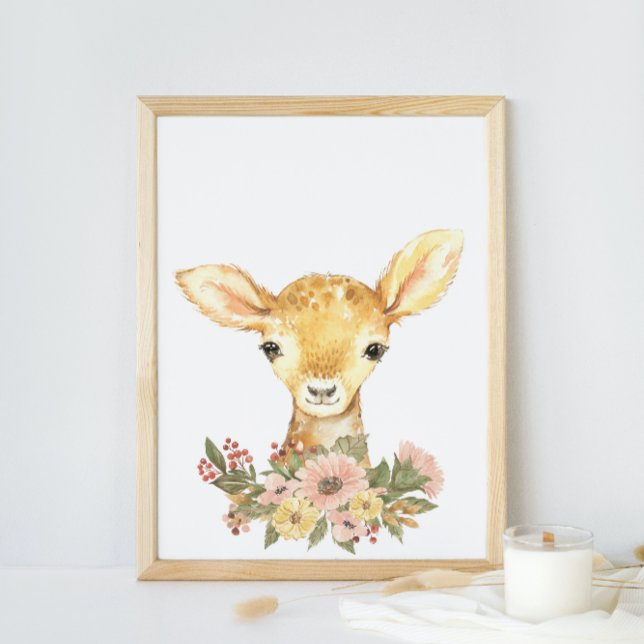 Watercolor Baby Deer Nursery Poster (Creator Uploaded)