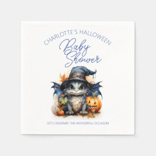 Watercolor Baby Dragon Halloween Baby Shower Napkin