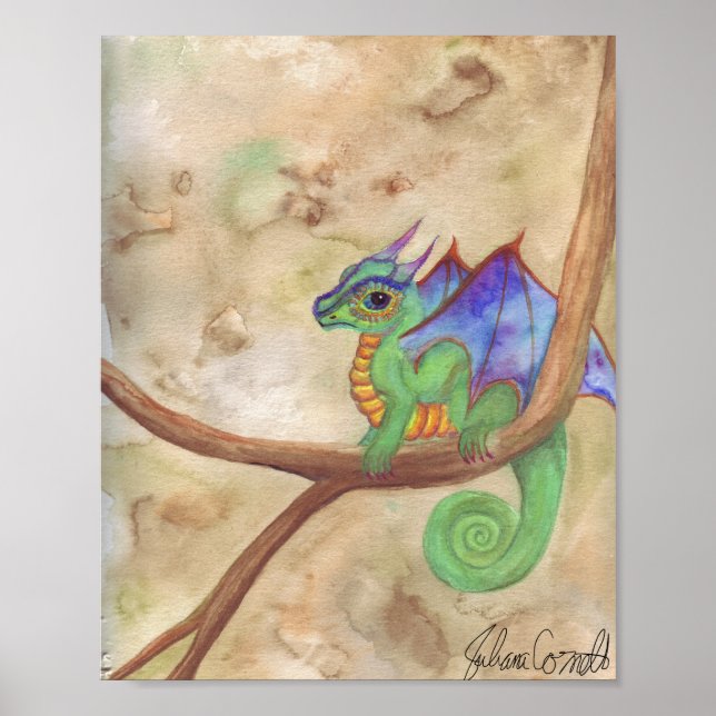 Watercolor Baby Dragon Poster (Front)