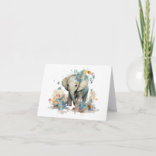 Watercolor Baby Elephant Blank Card – Gentle