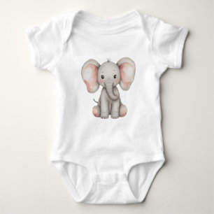 Watercolor Baby Elephant Bodysuit