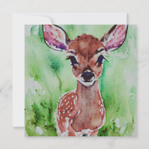 watercolor baby fawn holiday card