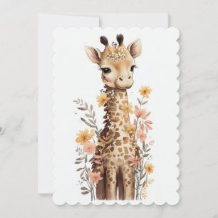 Watercolor Baby Giraffe Baby Shower Invitation
