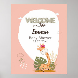 watercolor Baby Giraffe, Baby Shower  Poster