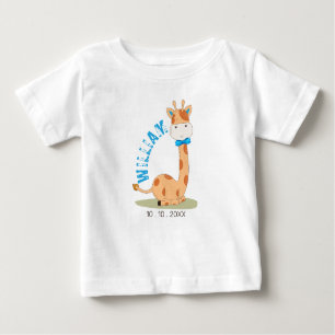 Watercolor Baby Giraffe, Safari Animals Birthday Baby T-Shirt