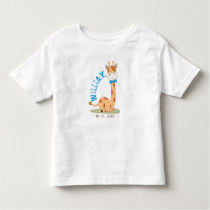 Watercolor Baby Giraffe, Safari Animals Birthday Toddler T-Shirt