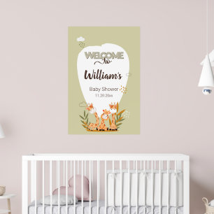 Watercolor Baby Giraffe,Welcome To Baby Shower Poster
