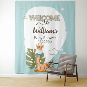 Watercolor Baby Giraffe,Welcome To Baby Shower Tapestry