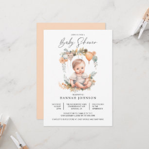 Watercolor Baby Girl Baby Shower Invitation