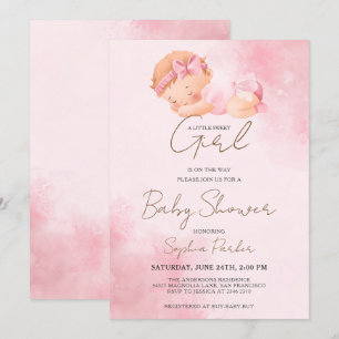 Watercolor Baby Girl Invitation